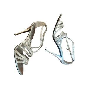 Guess Heels. Silver, Strappy, 4 In Heel, Sz 5.5